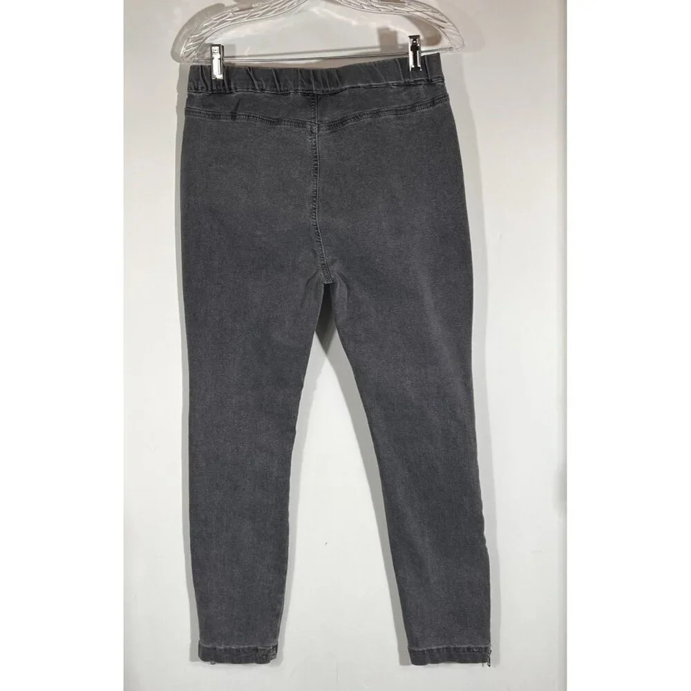 Flamingo Zip Ankle Gray Denim Jeans Womens‎ size Large pullon with elastic waist